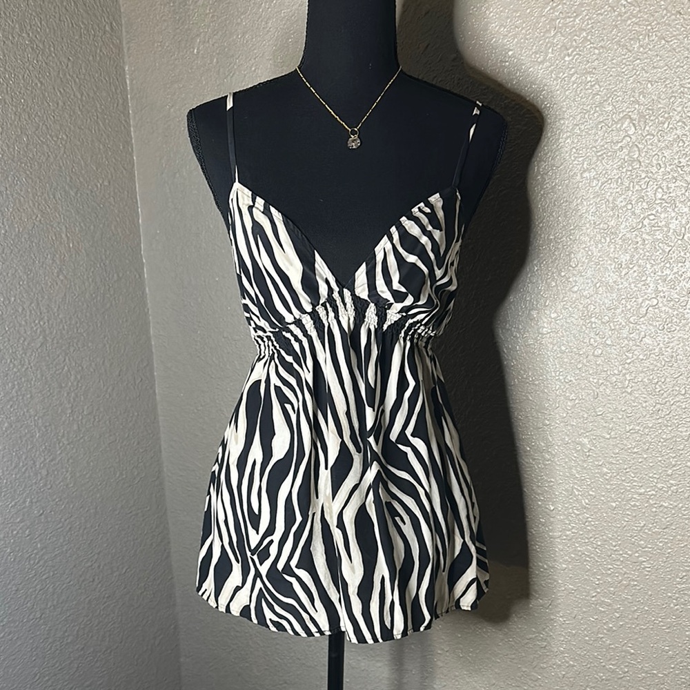 EXPRESS Design Studio Black and White Camisole 100% Silk